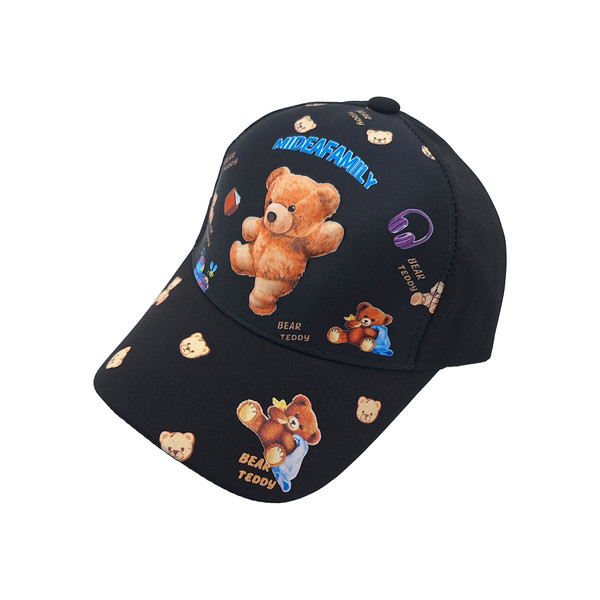 کلاه کپ پسرانه مدل خرس برجسته کد 1143 رنگ مشکی