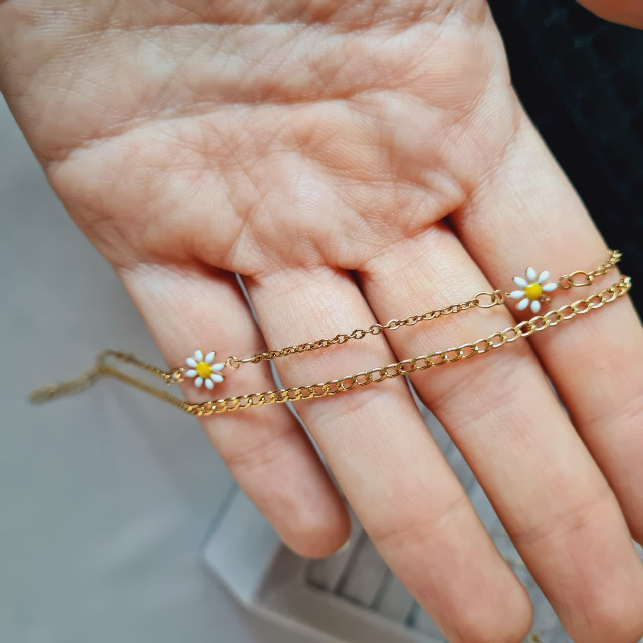 پابند زنانه استینلس استیل مدل بابونه دولاین