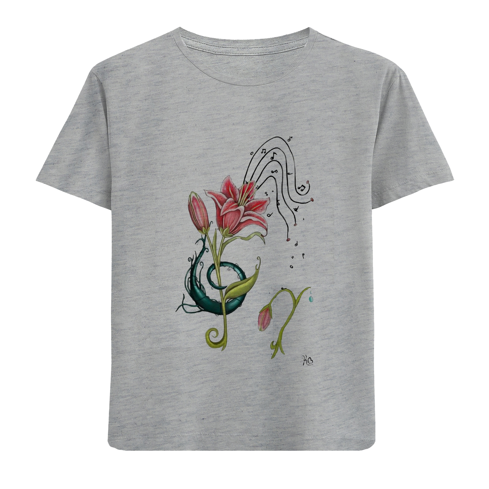 تی شرت آستین کوتاه دخترانه مدل گل D228