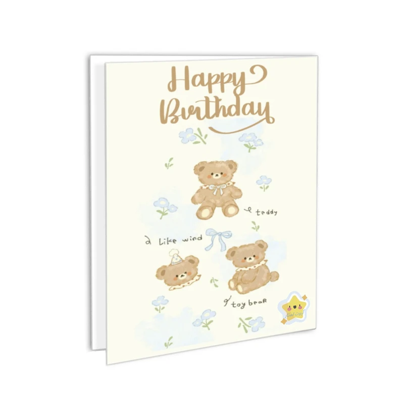 کارت پستال کیوت استار مدل تبریک تولد تدی مجموعه 4 عددی