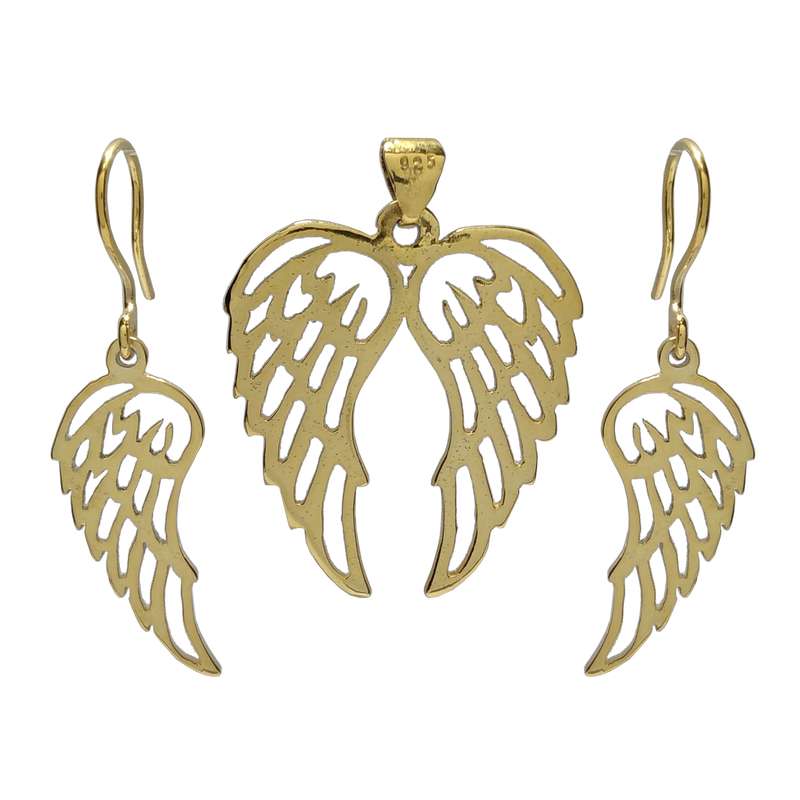 نیم ست نقره زنانه مدل بال فرشته دست ساز