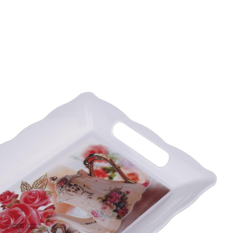 سینی طرح گل و چای کد Small