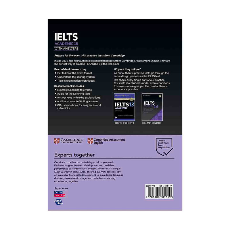 کتاب Cambridge IELTS 15 Academic اثر جمعی از نویسندگان انتشارات زبان مهر کتاب Cambridge IELTS 15 Academic اثر جمعی از نویسندگان انتشارات زبان مهر