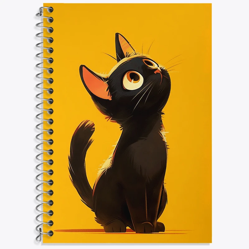 دفتر زبان 50 برگ خندالو مدل دو خط طرح گربه سیاه بامزه کد N1871