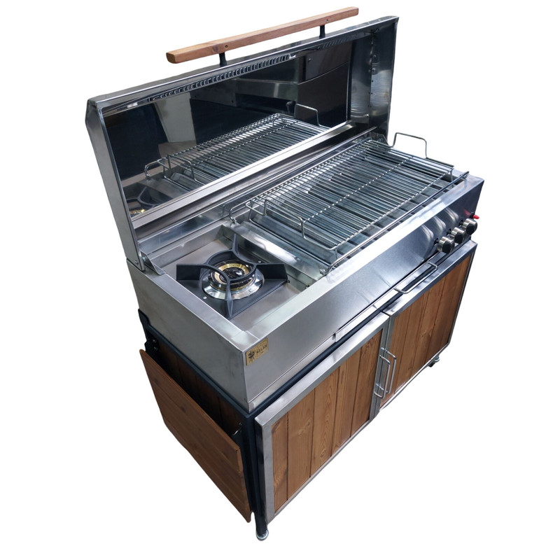 باربیکیو اصلان مدل E100 طرح کابینت ترمو وود