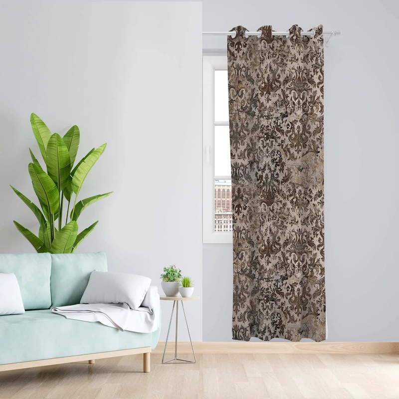 پرده طرح گل دار مدل مخمل پانچی کد 5002 z سایز 140x200 سانتی متر