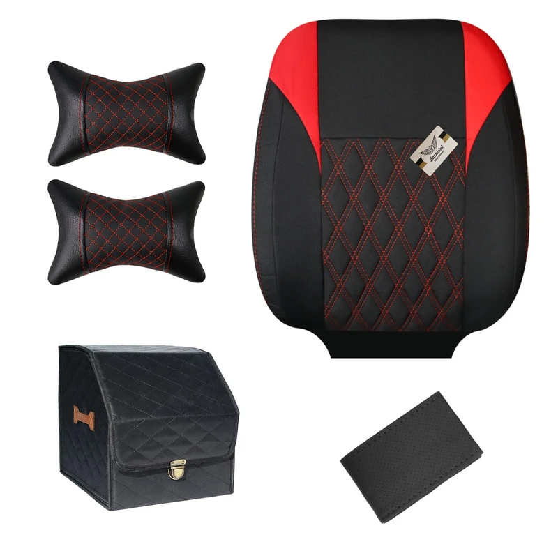 روکش صندلی سوشیانت مدل گوشواره ای مناسب برای پراید 131 و 132 همراه با پشت گردنی و دور فرمان و باکس