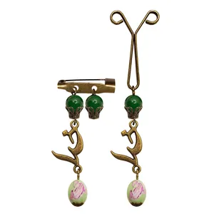 ست گیره روسری و سنجاق سینه زنانه مدل خدا