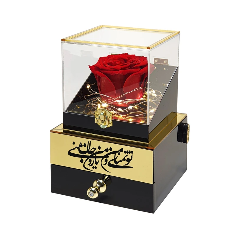 گل رز جاودان مدل گنجینه موزیکال طرح تو تمنای من و جان من و یار منی کد M01