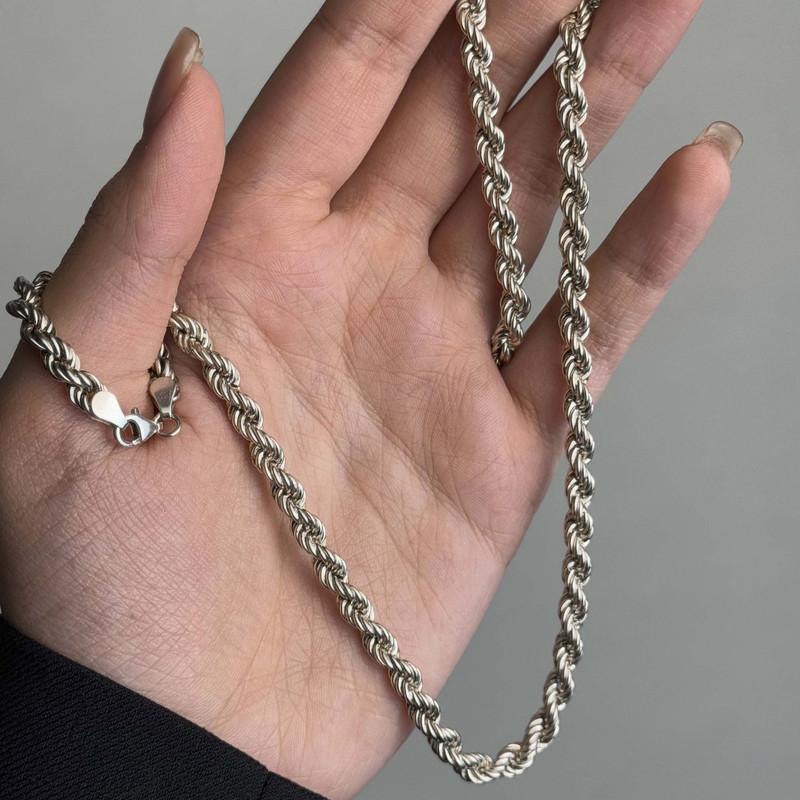 زنجیر نقره مردانه مدل مدل طنابی کد ZR-118