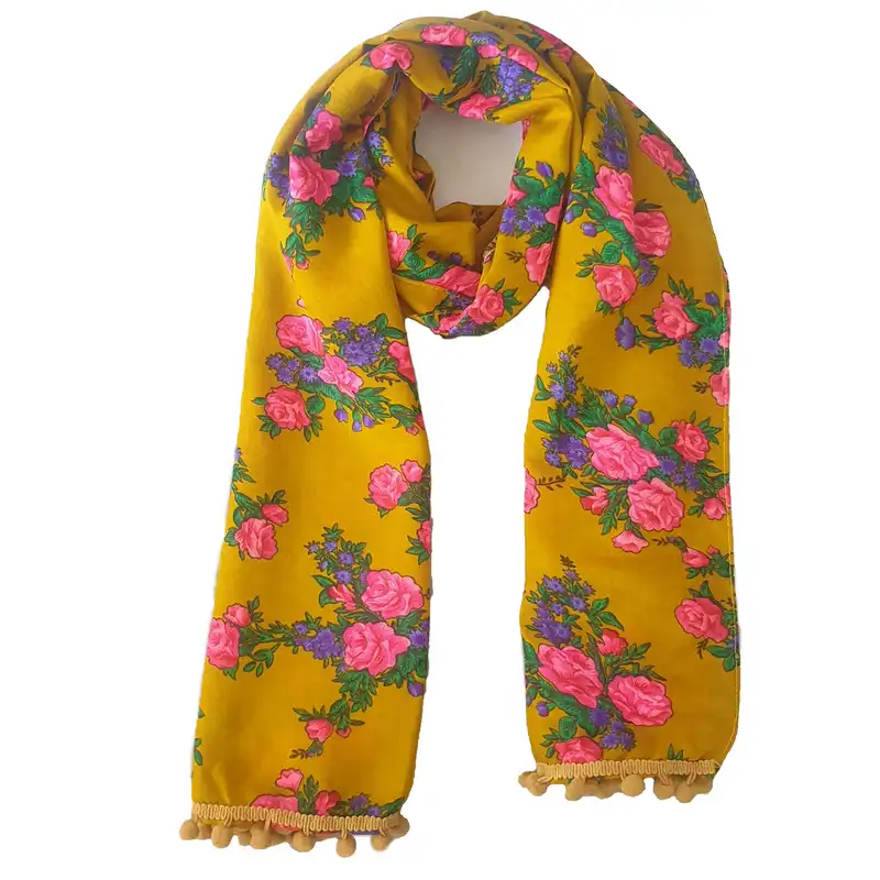 شال زنانه مدل نخی گلدار بافت ریز