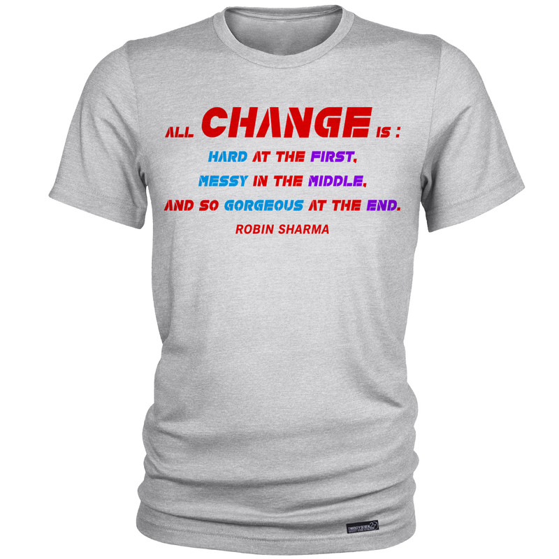 تی شرت آستین کوتاه مردانه 27 مدل Robin Sharma All Change کد MH1522