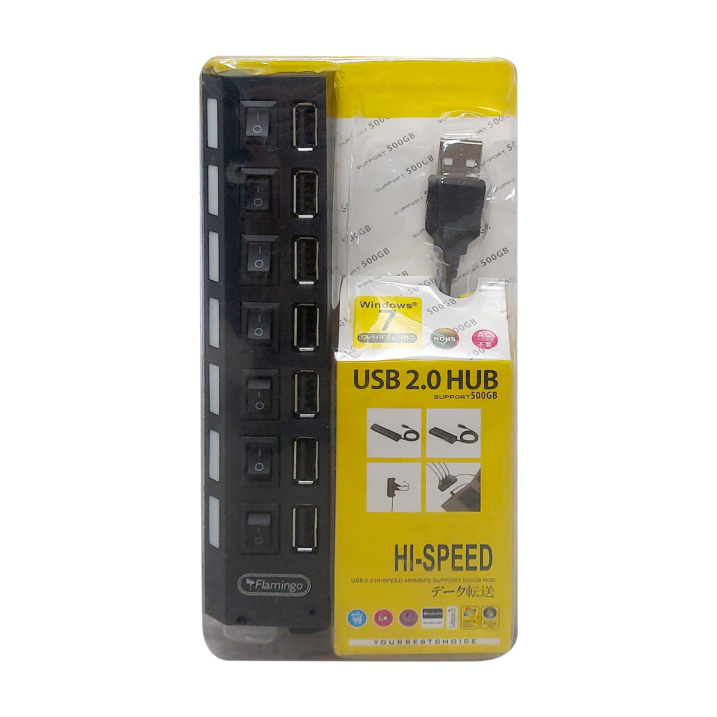 هاب 7 پورت  USB 2.0 فلامینگو مدل Hi-Speed