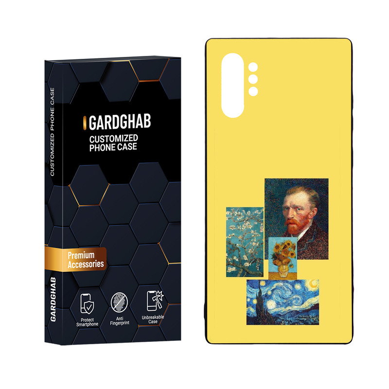کاور گارد قاب مدل دور ژله ای پشت گلس هنری مناسب برای گوشی موبایل سامسونگ Galaxy Note 10 Plus
