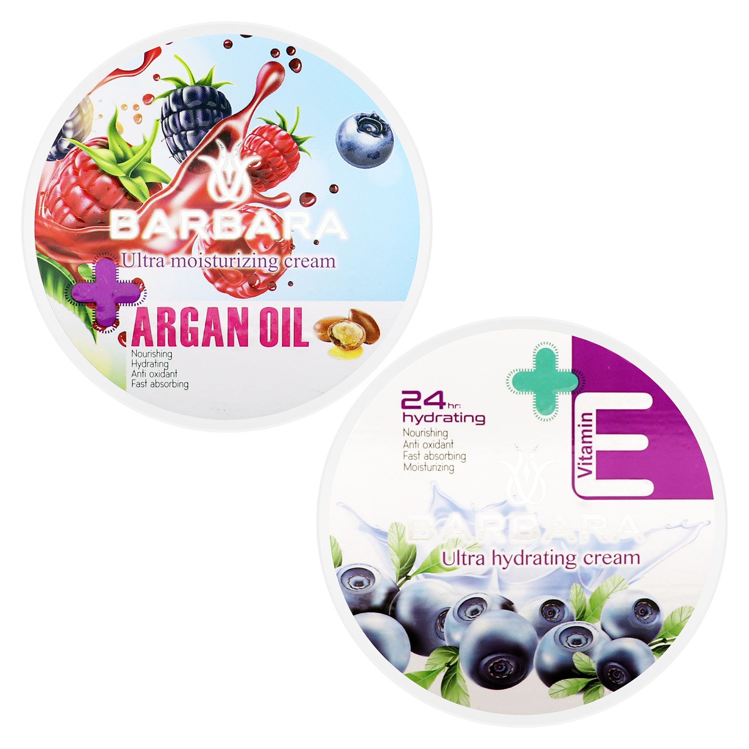 کرم مرطوب کننده باربارا مدل آرگان حجم 250 میلی لیتر به همراه کرم آبرسان باربارا مدل بلوبری حجم 250 میلی لیتر -  - 1