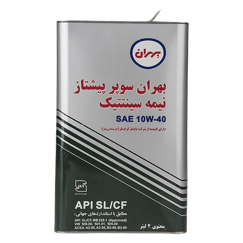 روغن موتور خودرو بهران مدل Super Pishtaz SAE چهار لیتری 10W-40
