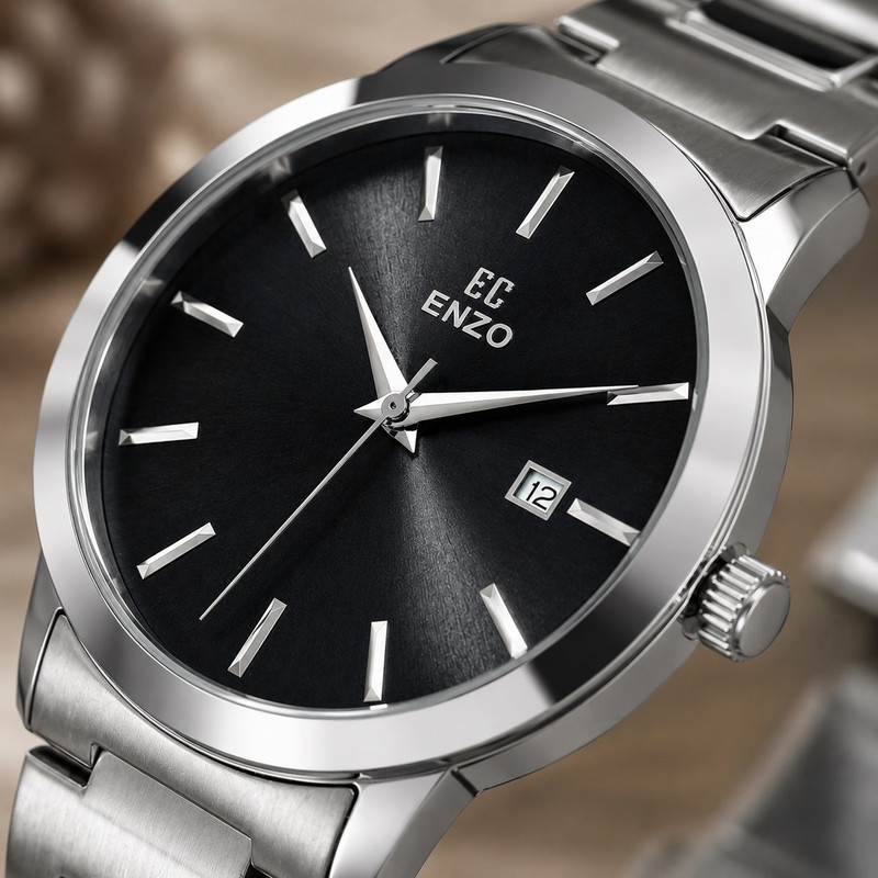 ساعت مچی عقربه‌ای کلاسیک مردانه انزو سوئیس مدل تقویم دار کد EC-618ABG