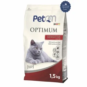 غذای خشک گربه بالغ پت کیوم مدل OPTIMUM-SENSITIVE وزن 1.5 کیلوگرم