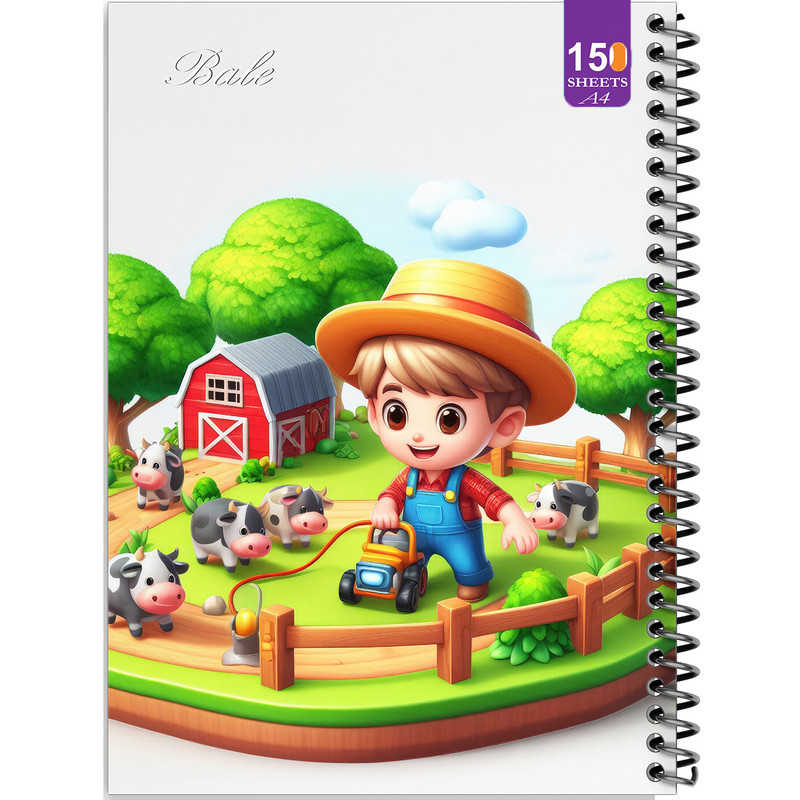 دفتر نقاشی 150 برگ انتشارات بله مدل رحلی طرح فانتزی پسرانه مزرعه کد A4-P490