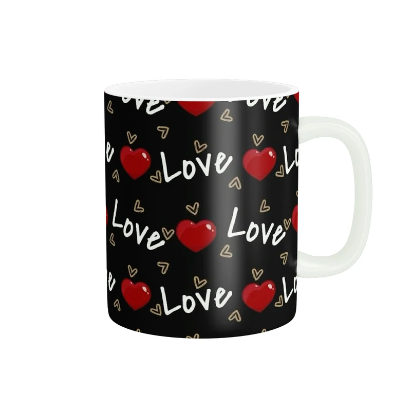 ماگ پادآفرین مدل پترن قلب و love کد 039