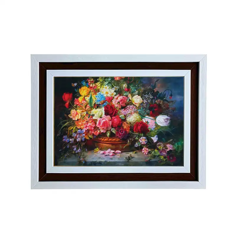 تابلو فرش ماشینی مدل گلدان گل کد 8727