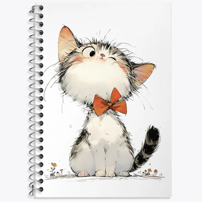دفتر زبان 50 برگ خندالو مدل دو خط طرح گربه (Cat) کد N3856
