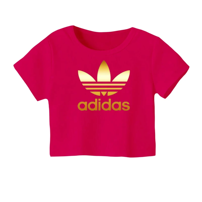 کراپ‌ تی‌شرت آستین کوتاه زنانه مدل لوگو کد 1