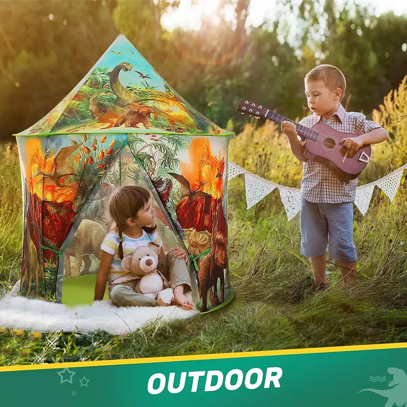 چادر بازی کودک مدل سرخپوستی طرح دایناسور