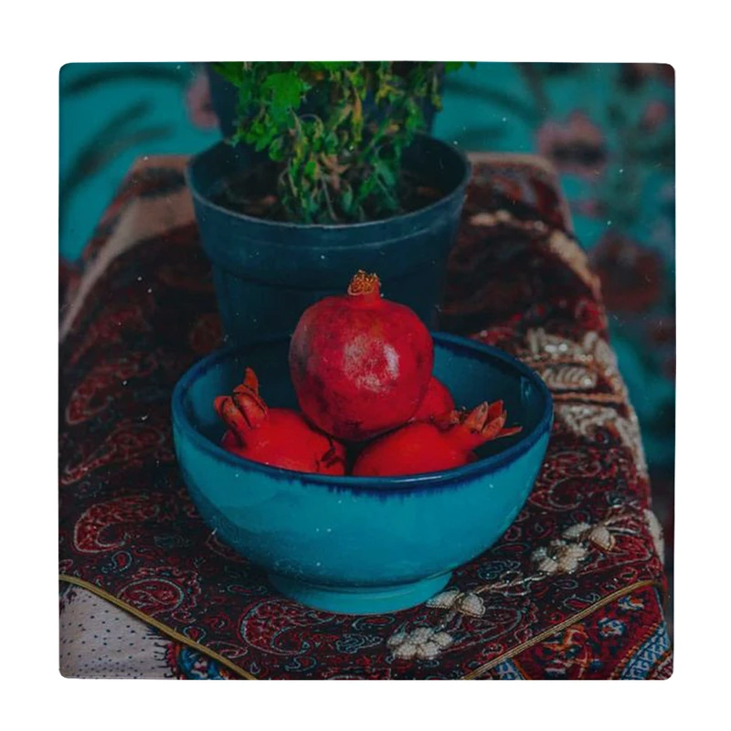 کاشی کارنیلا طرح انار و کاسه سفالی مدل لوحی کد klh2411