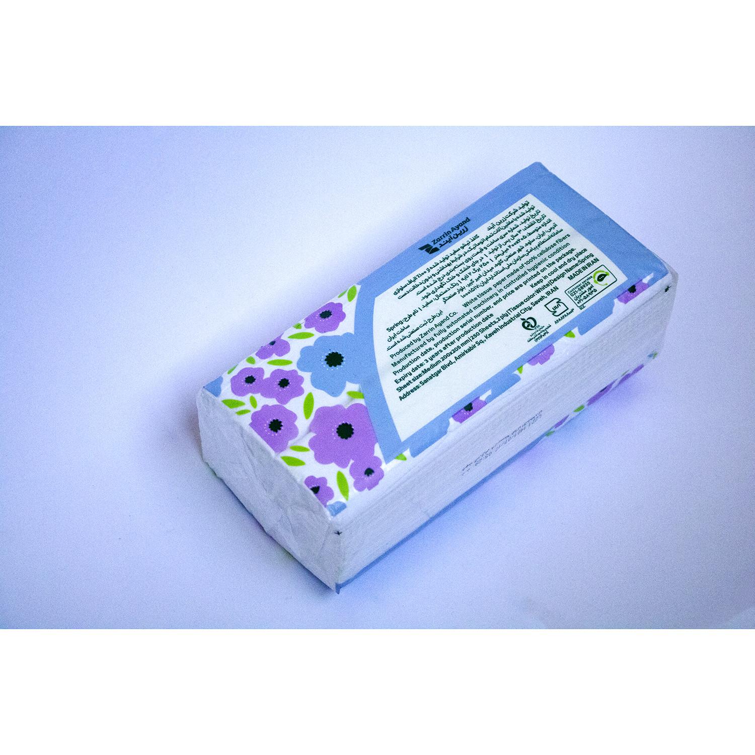 دستمال کاغذی 250 برگ فول تایم مدل دولایه اقتصادی کد M57 بسته 3 عددی