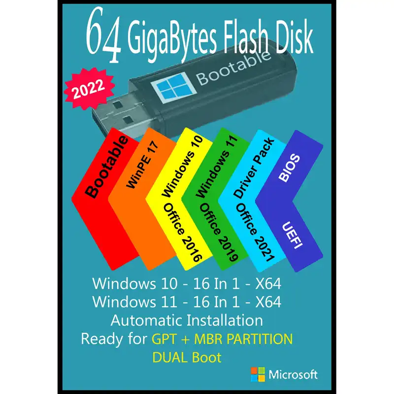 سیستم عامل Windows 10 11 AIO 32In2 X64 - Driver Pack 2022 - Office 2016-2019-2021 Pro Plus  نشر مایکروسافت