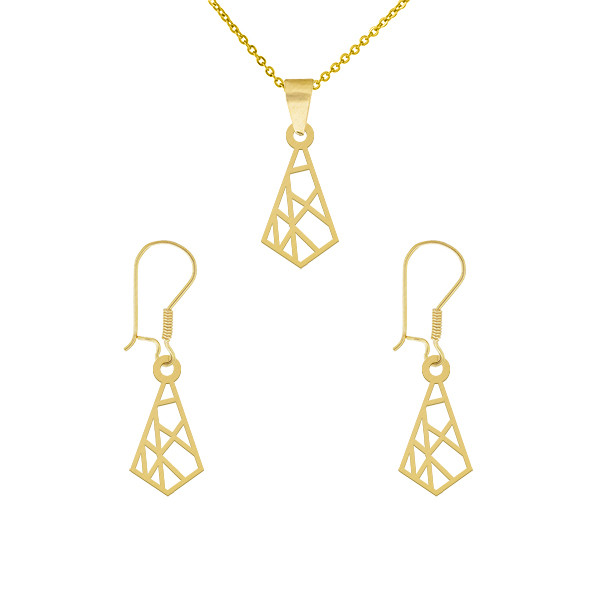 نیم ست طلا 18 عیار زنانه طلای کامک مدل زنجیر