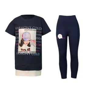 ست تی شرت و شلوار دخترانه مدل دختر و کلاه 35