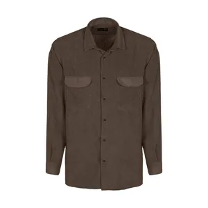 پیراهن آستین بلند مردانه مدل کبریتی رنگ قهوه ای