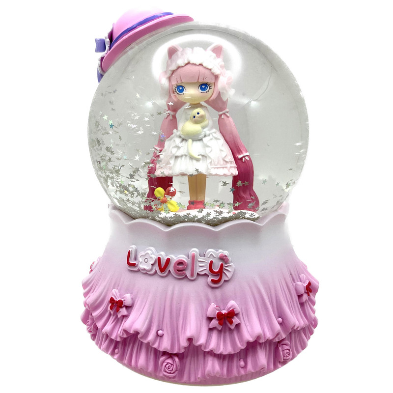 گوی موزیکال مدل پمپی Lovely طرح دختر زیبای کلاهدار کد PA9069
