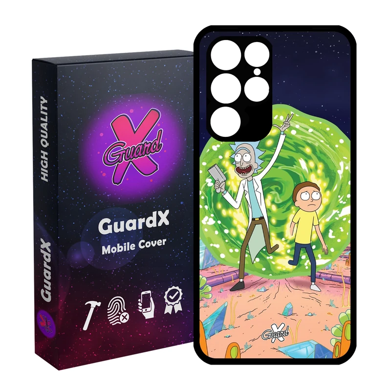 کاور گارد ایکس طرح Rick and Morty مدل Glass10190 مناسب برای گوشی موبایل سامسونگ Galaxy S22 Ultra