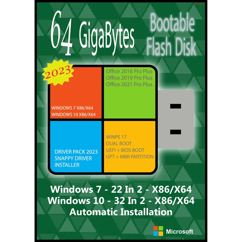 سیستم عامل Windows 7 10 AIO 54In4 X86/X64 2023- Driver Pack 2023 - Office 16-19-21 Pro Plus نشر مایکروسافت
