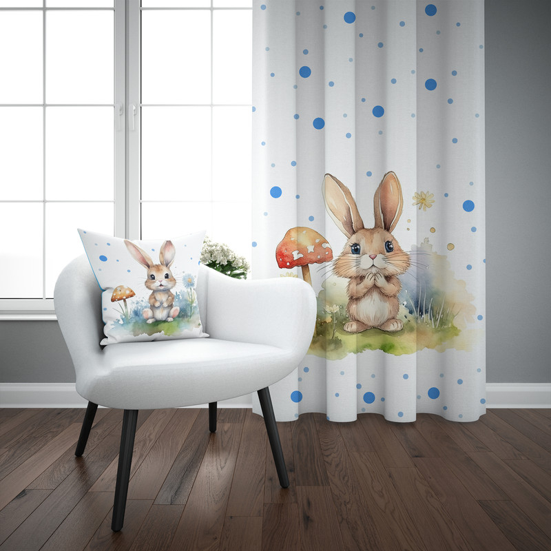 پرده مدل اتاق کودک طرح پسرانه خرگوش سایز 140x280 سانتی متر