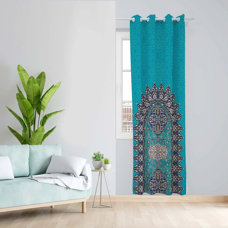 پرده طرح سنتی مدل مخمل پانچی کد 5604L z سایز 140x200 سانتی متر