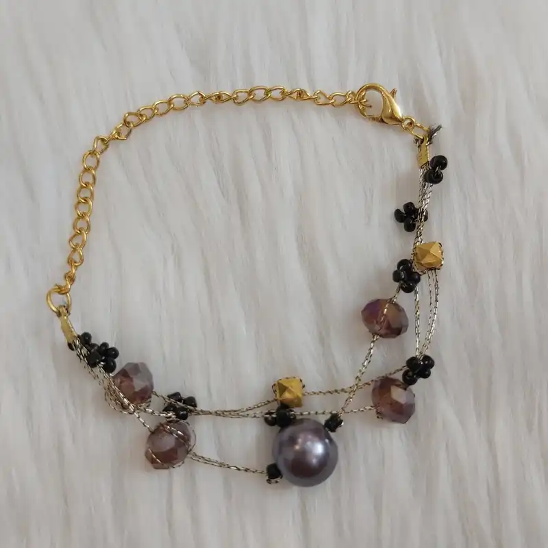 دستبند زنانه مدل نخی کریستال کد Nak3111