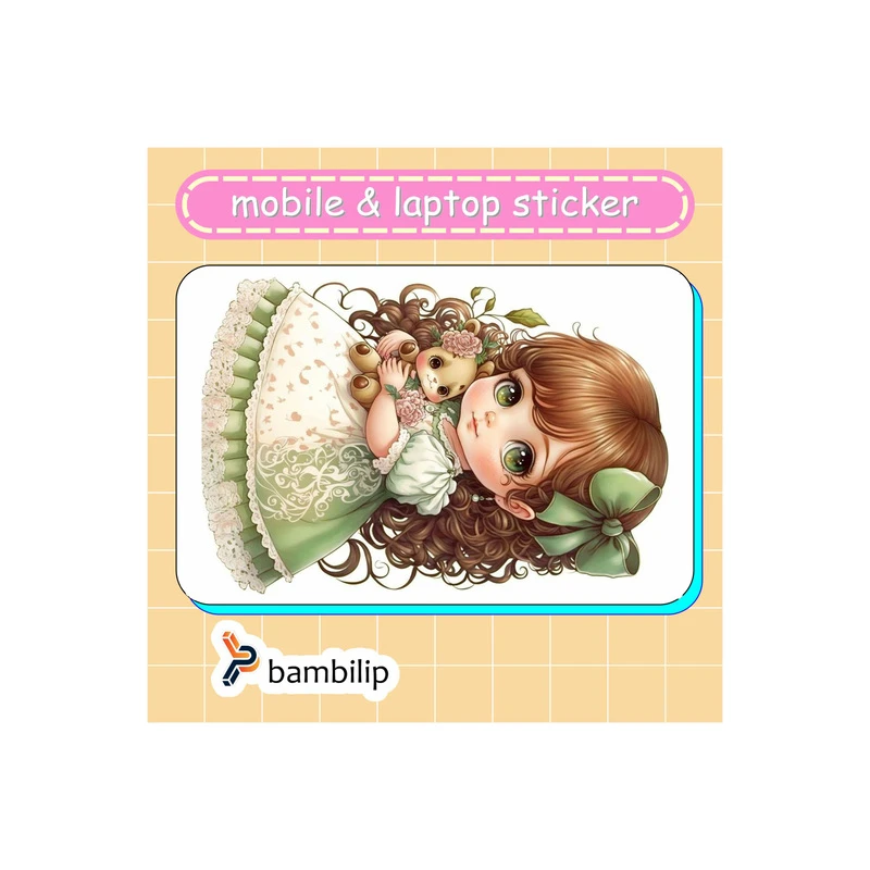 استیکر بامبیلیپ مدل کارت عابر طرح دختر و خرس کیوت کد 5480717