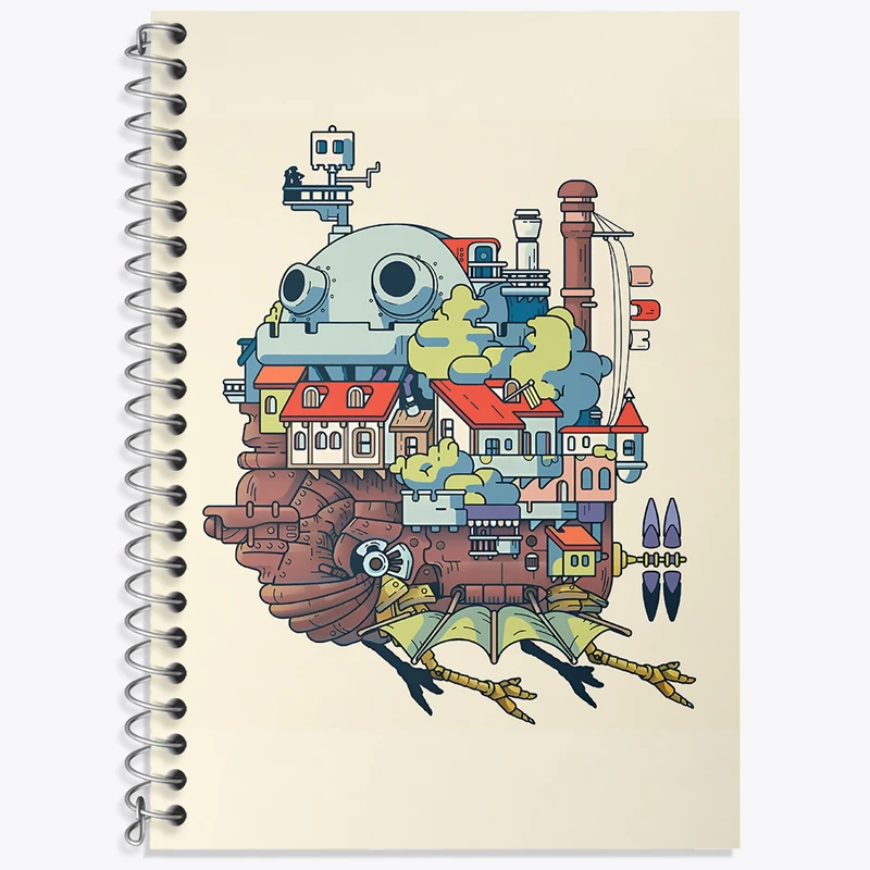 دفتر لغت 50 برگ خندالو طرح انیمه قلعه متحرک هاول کد N5744