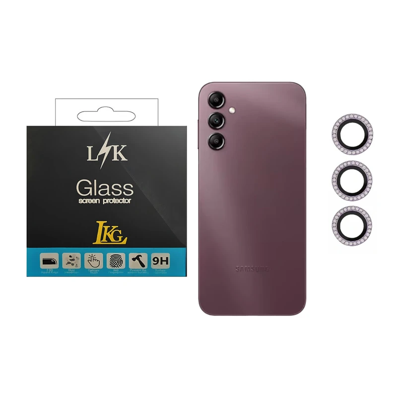 محافظ لنز دوربین ال کا جی مدل نگین دار مناسب برای گوشی موبایل سامسونگ Galaxy A14 4G