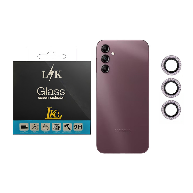 محافظ لنز دوربین ال کا جی مدل نگین دار مناسب برای گوشی موبایل سامسونگ Galaxy A14 4G
