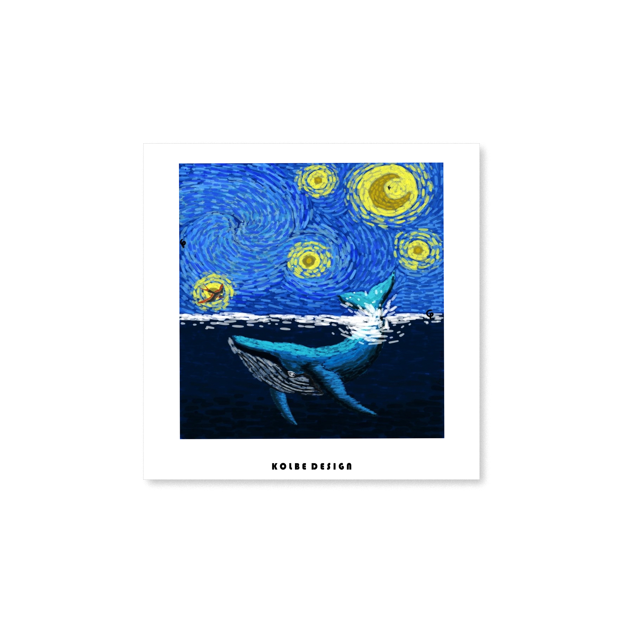 کارت پستال کلبه دیزاین مدل نهنگ از سبک نقاشی های ون گوگ کد POST 02