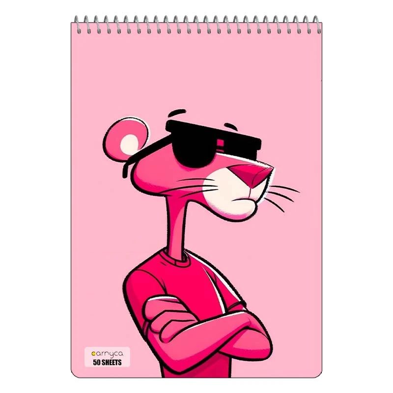 دفتر نقاشی 50 برگ سیمی کارنیکا طرح پلنگ صورتی pink panther کد 48332