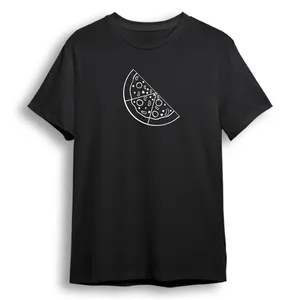 تی شرت آستین کوتاه زنانه مدل  Pizza کد KV89 رنگ مشکی