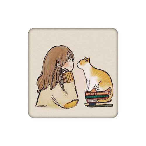 زیرلیوانی طرح دختر بچه و بچه گربه کد 2535019