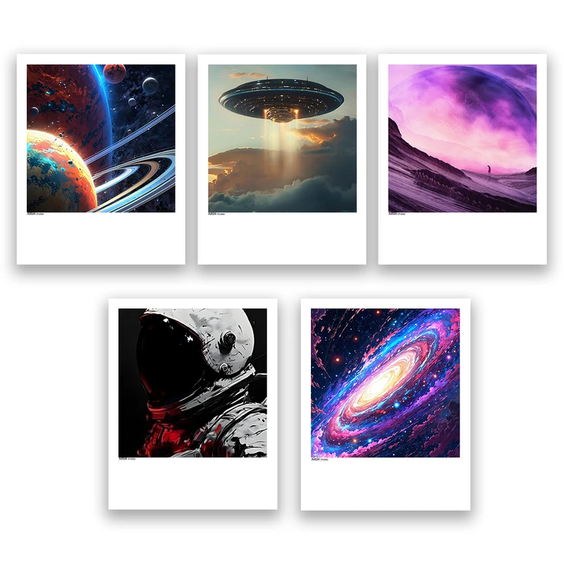 آویز تزیینی عرش مدل فانتزی فضا و کهکشان کد Asa1157 مجموعه پنج عددی