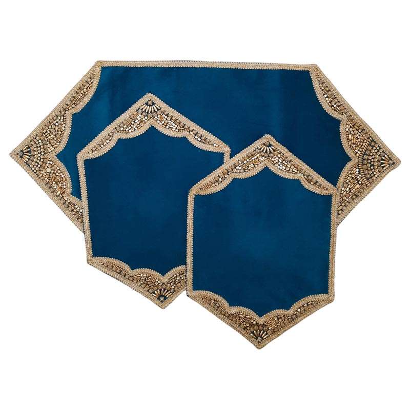 ست رومیزی سه تکه مدل مخمل سنگ دوز